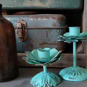 Turquoise Blue Candlestick Holders